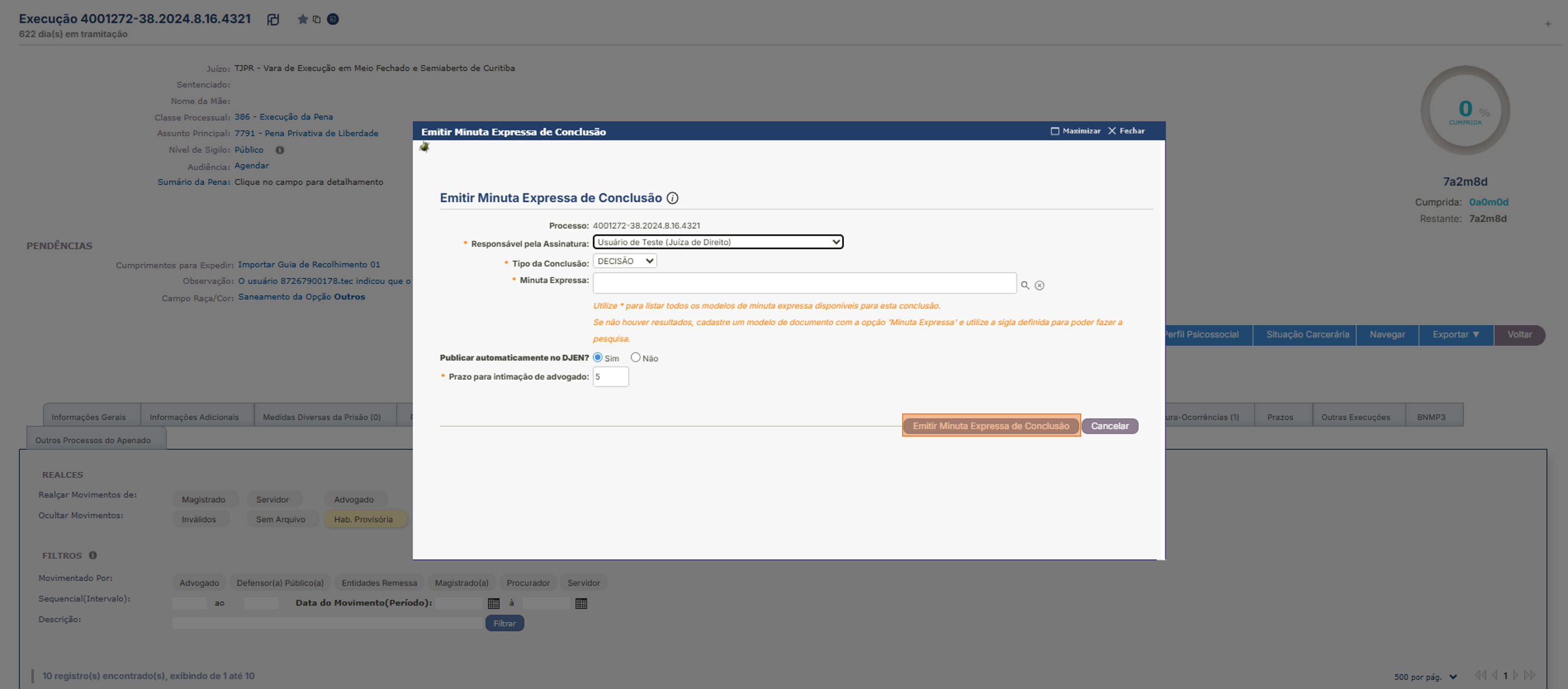 Minuta Expressa Conclusão