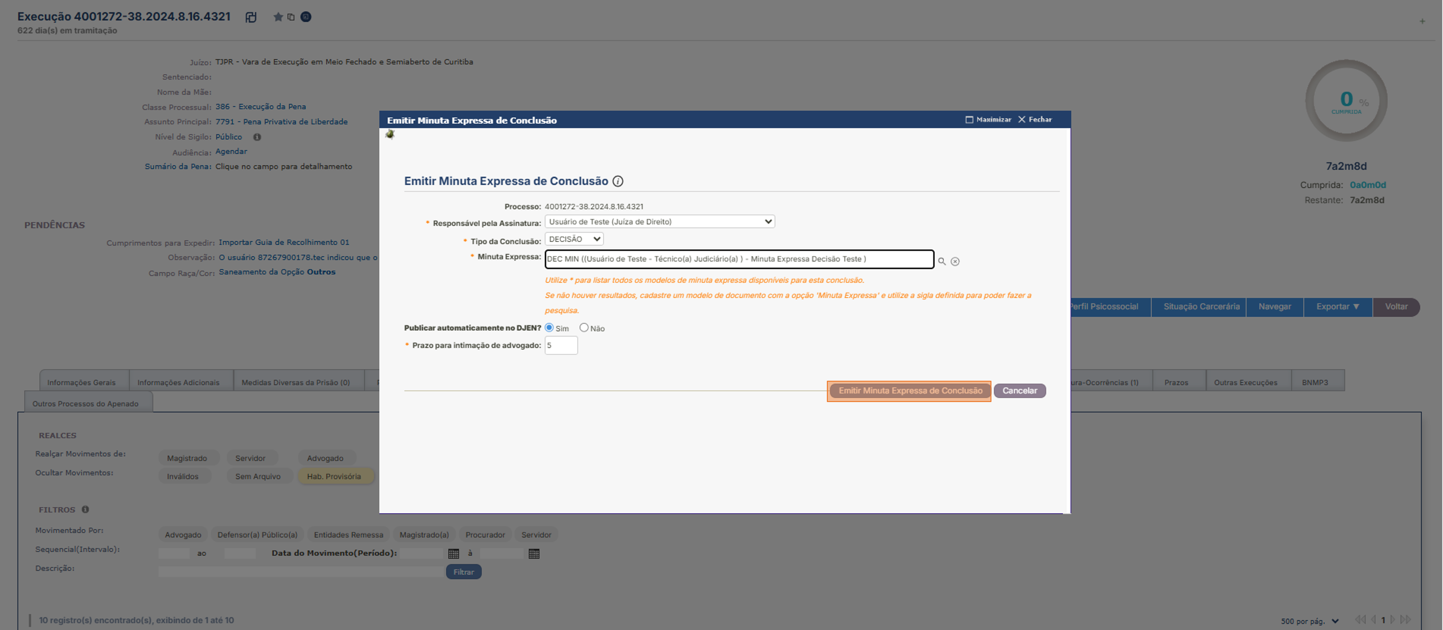 Minuta Expressa Conclusão